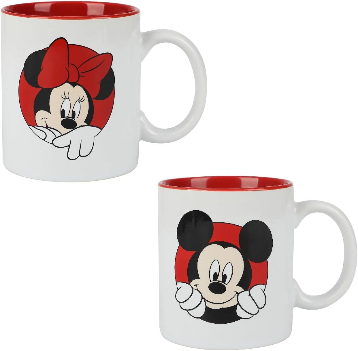 Disney Mickey & Minnie Mouse Peekaboo – Juego de 2 tazas de cerámica de 16 onzas