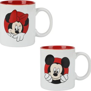 Disney Mickey & Minnie Mouse Peekaboo – Juego de 2 tazas de cerámica de 16 onzas Disney Mickey & Minnie Mouse Peekaboo – Juego de 2 tazas de cerámica de 16 onzas