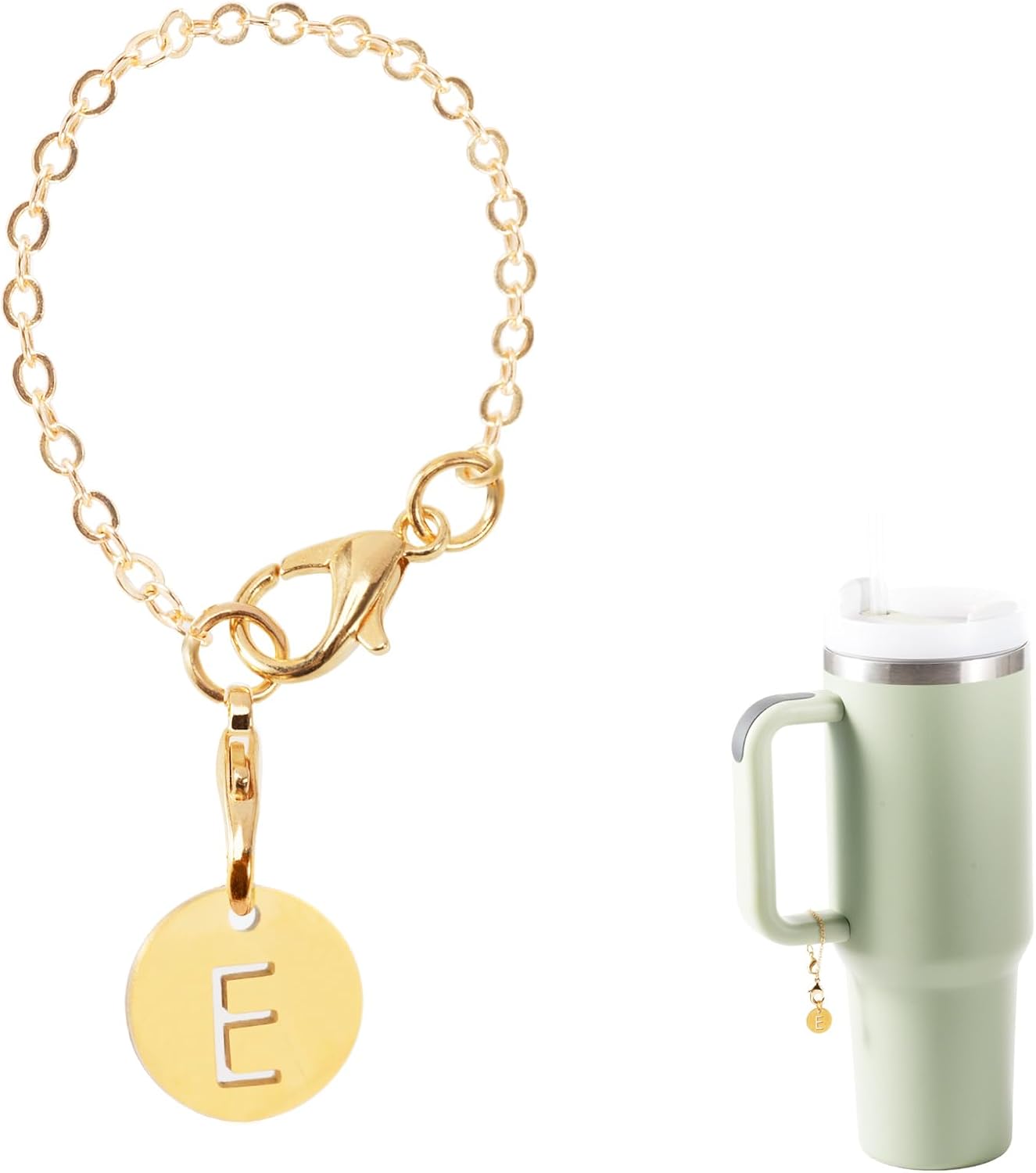 Accesorios de dije de letra para taza Stanley, dije de letra hueca con nombre de identificación y asa, dije personalizado para taza de agua