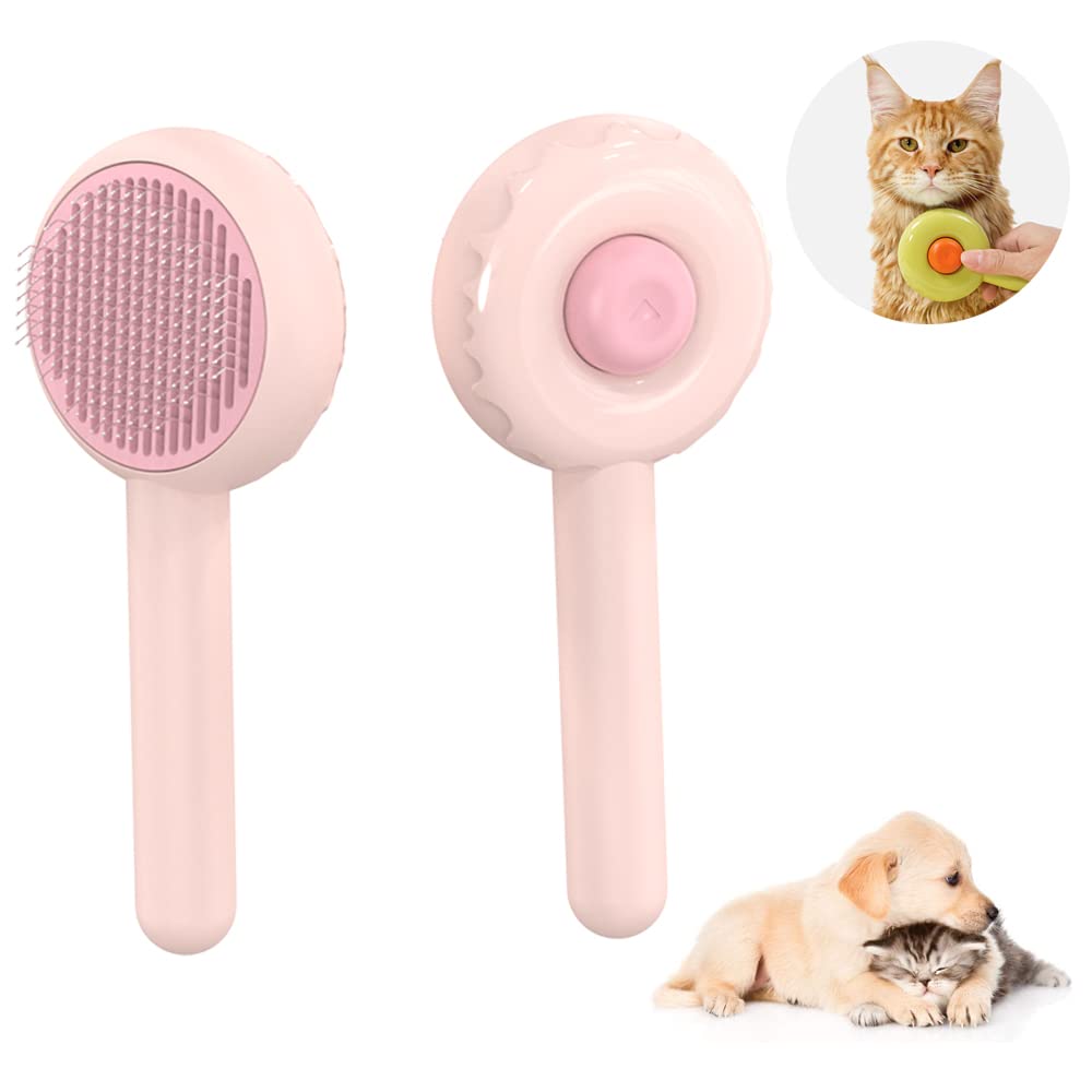 Cepillo para perros y gatos, cepillo autolimpiante para perros y gatos, cepillo de pelo de dona para mascotas para perros y gatos de pelo corto y