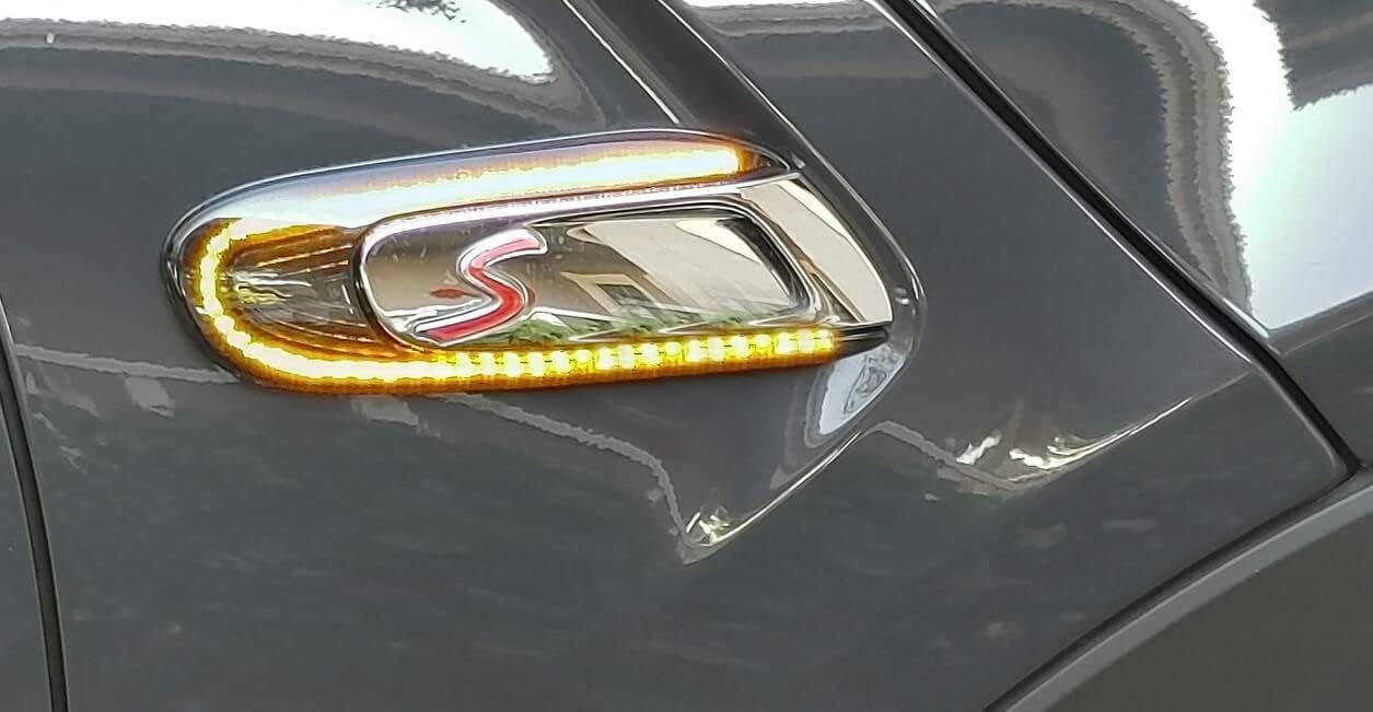 iJDMTOY Kit de luz de marcador lateral para guardabarros LED intermitente secuencial con lente ahumada europea, compatible con Mini Cooper F55 F56