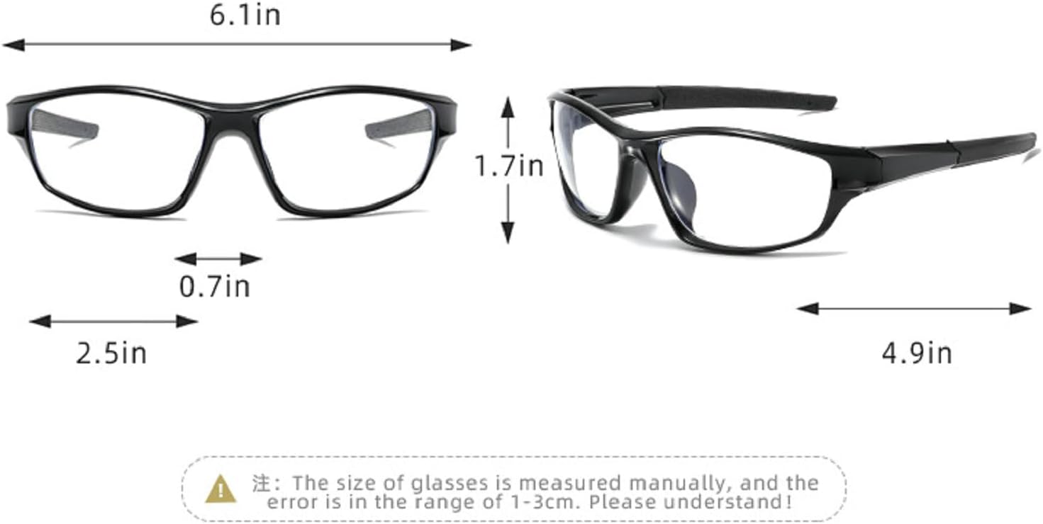 mincl Gafas de seguridad de lente completa envolventes con lectores, gafas de lectura de seguridad con aumento deportivo para hombres y mujeres