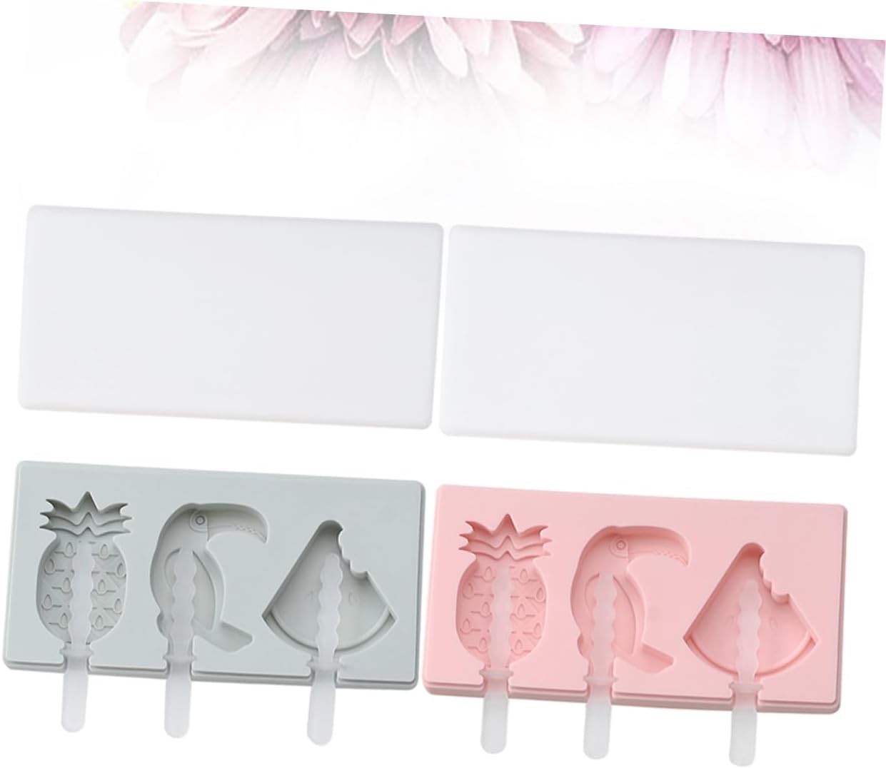 Zerodeko 6 juegos de moldes de silicona para tartas de paletas de helado, moldes de helado de frutas, moldes para helados con tapas, moldes de