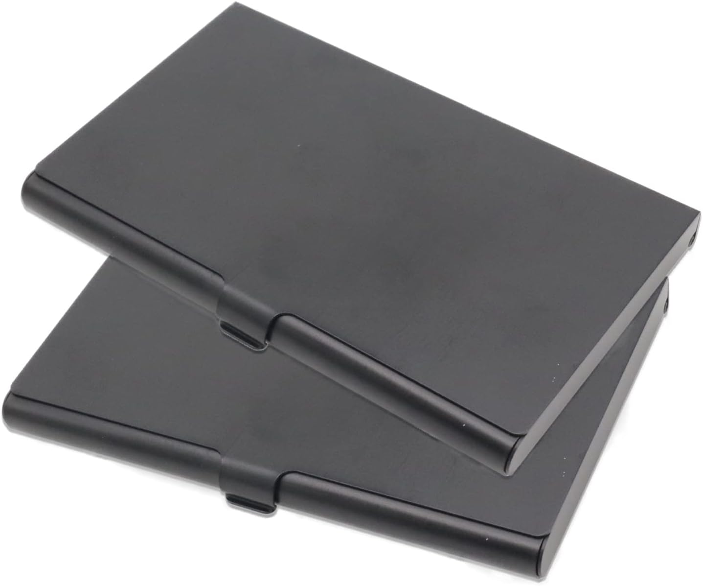 Joyangy Paquete de 2 tarjeteros de metal dorado, funda para tarjetas de visita de aleación de aluminio, funda abatible de bolsillo delgado,