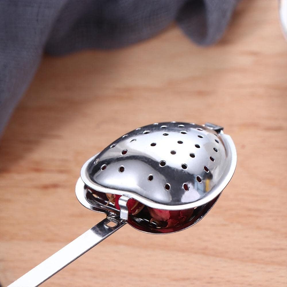 Coladores de té para té suelto, infusor de té, juego de filtros de té en forma de corazón, cuchara larga, tazas de cocina, difusor con asa, cuchara