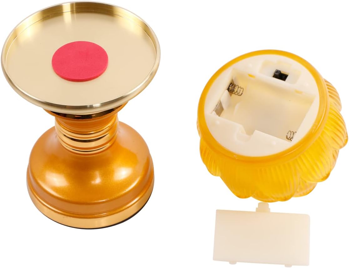 Lámpara budista de loto esmaltada con llama simulada LED, oferta de luz ante Buda, equipada con base de aleación – 2.95 pulgadas