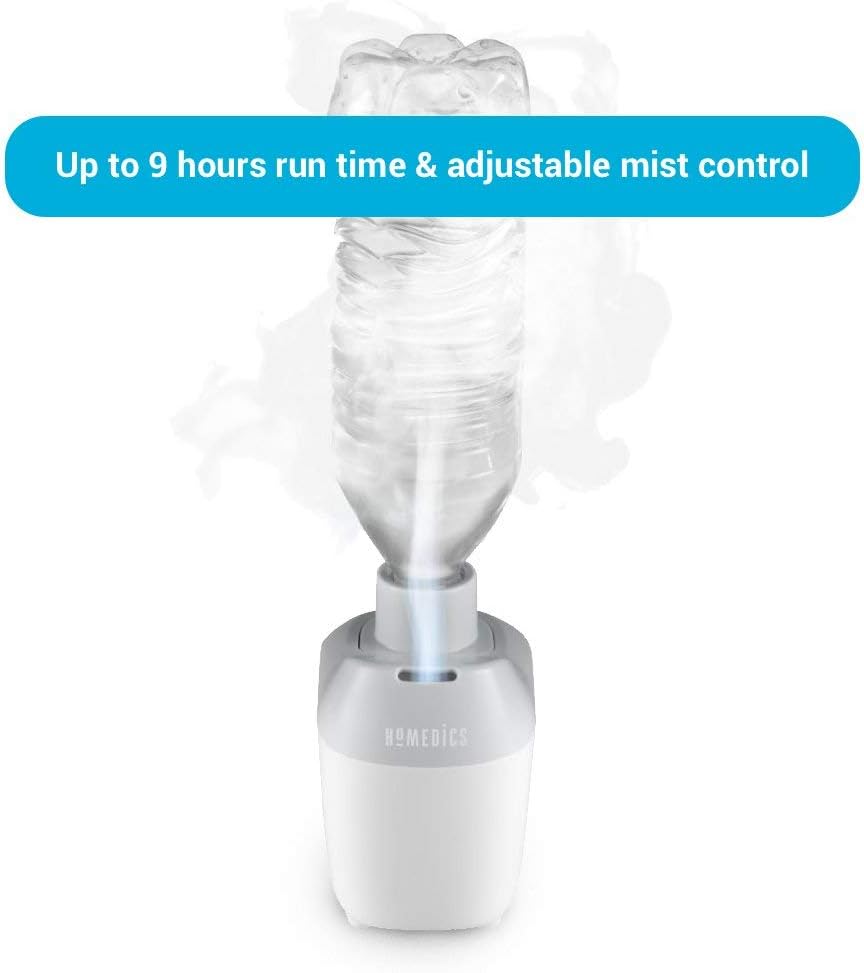 Homedics Humidificador portátil ultrasónico  Humidificadores de aire pequeños para dormitorio, plantas, oficina, viajes  Humidificadores de niebla