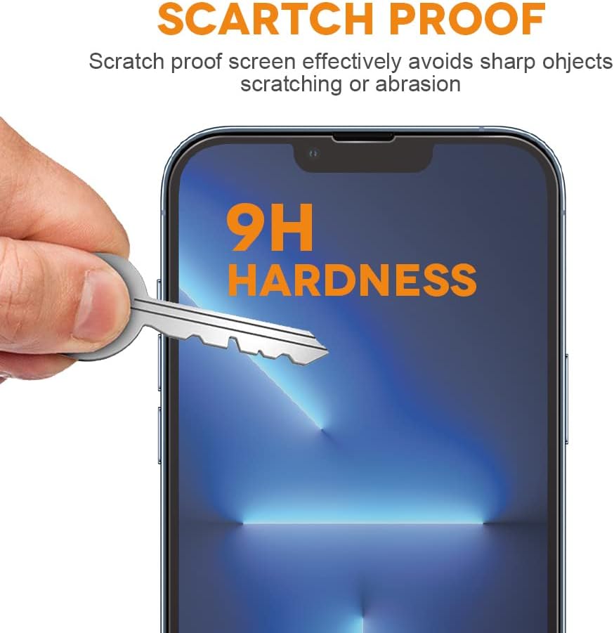 Diamond Shield compatible con iPhone 13 Pro Max, protector de pantalla de vidrio templado y protector de lente de cámara (paquete de 2), dureza 9H,