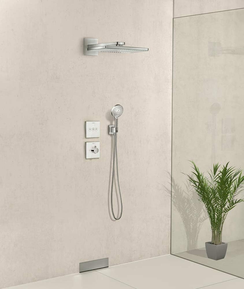 Keymark – Codo de suministro de pared con soporte de ducha de mano, conector de manguera de ducha cuadrado de latón de 12 pulgada, montaje en pared,