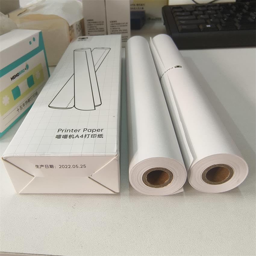 PAPERANG – 2 rollos  caja no adhesiva A4 de Estados Unidos, tamaño carta, papel térmico para PeriPage A40, M08F, MT810 u otra impresora portátil A4,