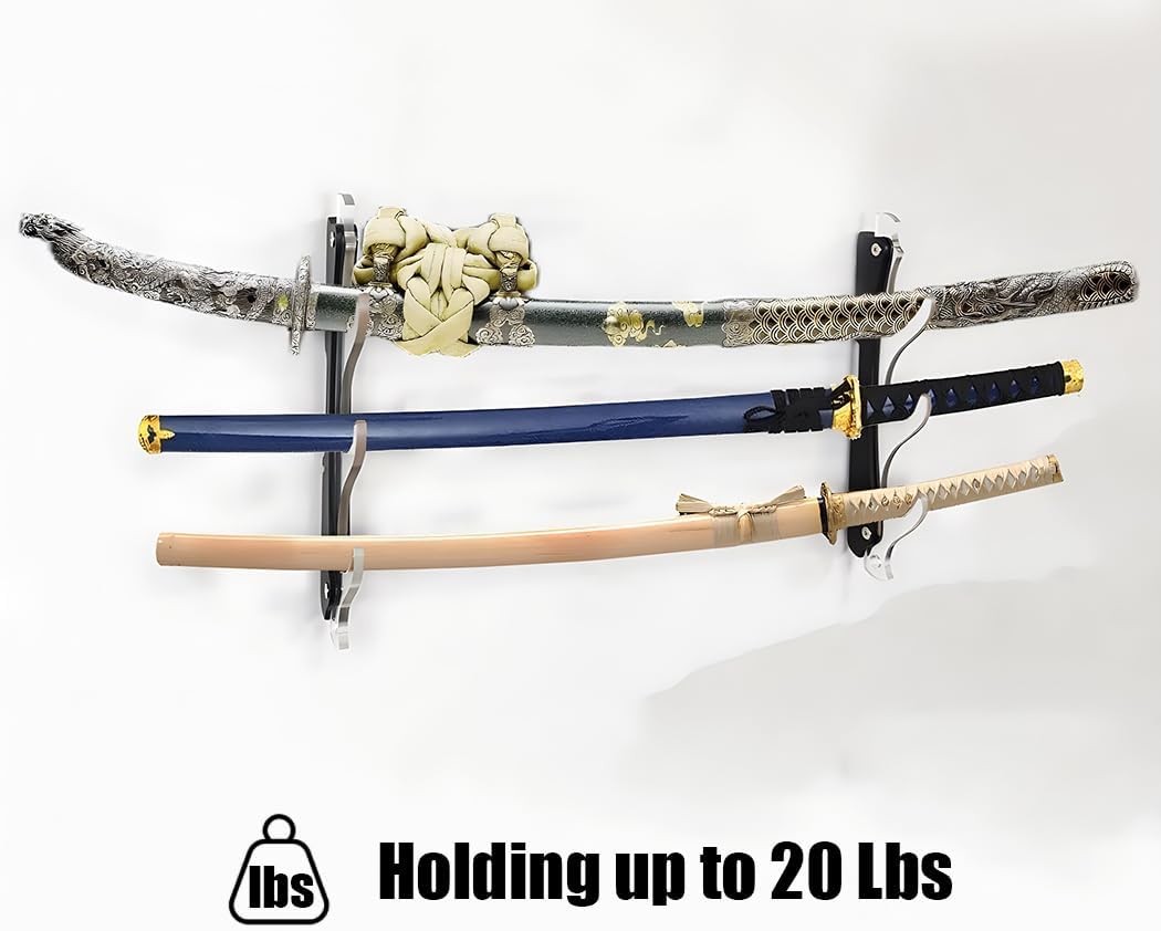 Soporte de espada de 3 niveles, soporte de pared para espada, soporte de pared de espada, soporte de pared Katana, soporte de sable de luz, soporte
