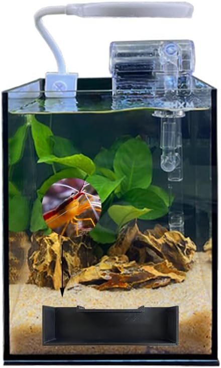 Cueva de túnel de camarones para acuario, decoraciones para peceras, accesorios para peceras, juego de 2 decoraciones para acuario (PETG-negro)
