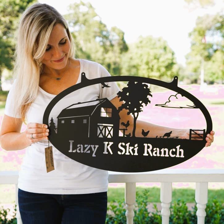 RealSteel Brand I Sturdy Metal Personalized Farmhouse Sign I Metal Wall Art I Last Name Sign  Outdoor Metal Sign I Garden Decor and Patio Sign