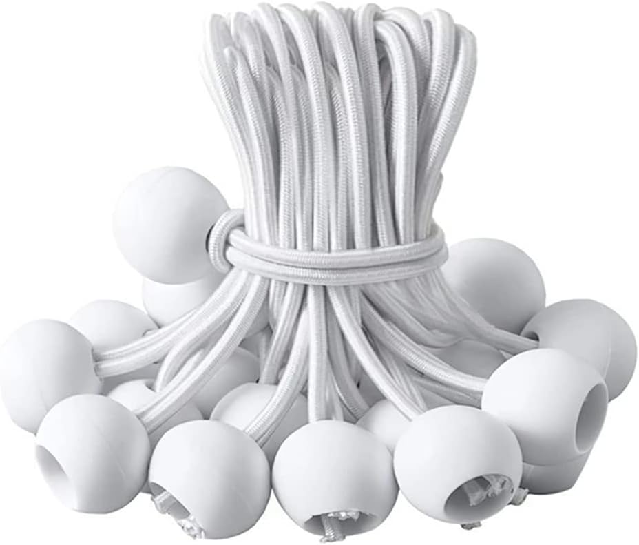 Cuerdas elásticas de bolas de 6 pulgadas con bolas, 100 unidades de cuerdas resistentes para toldo, lona para amarrar, campamento, refugio, carga,