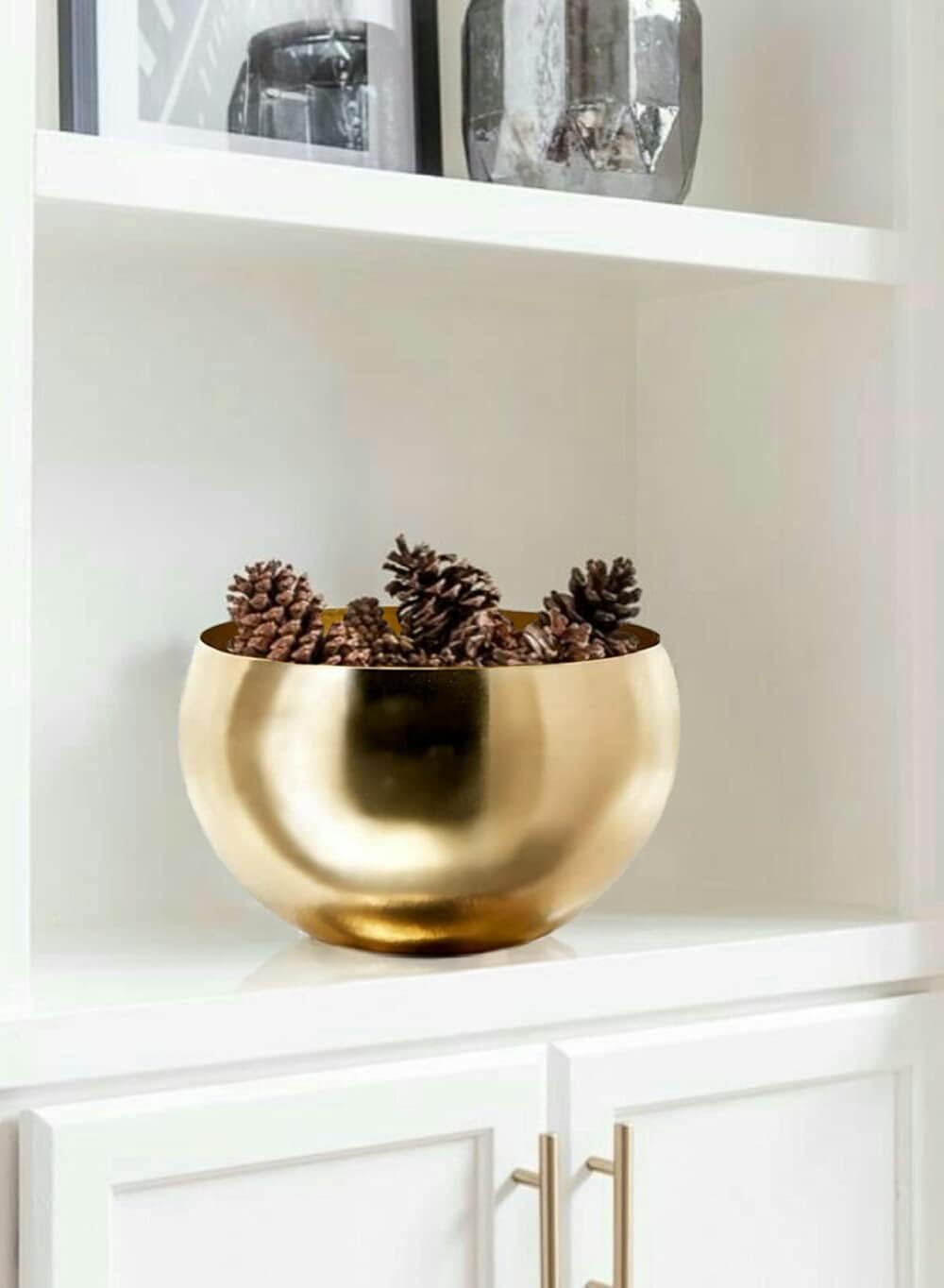 Serene Spaces Living Cuenco de metal de color dorado ideal para bodas, fiestas, eventos, restaurantes, decoración del hogar, mide 3.5 pulgadas de
