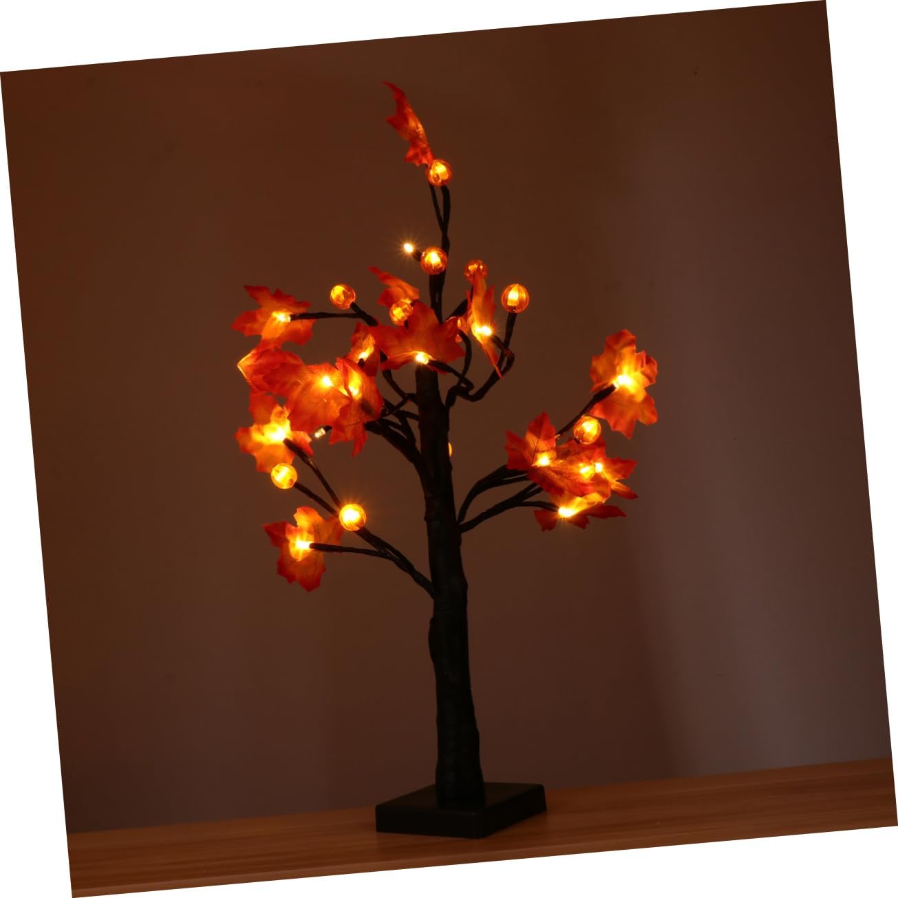 Abaodam Lámpara de árbol de hoja de arce de calabaza, recompensa pequeño árbol de plástico
