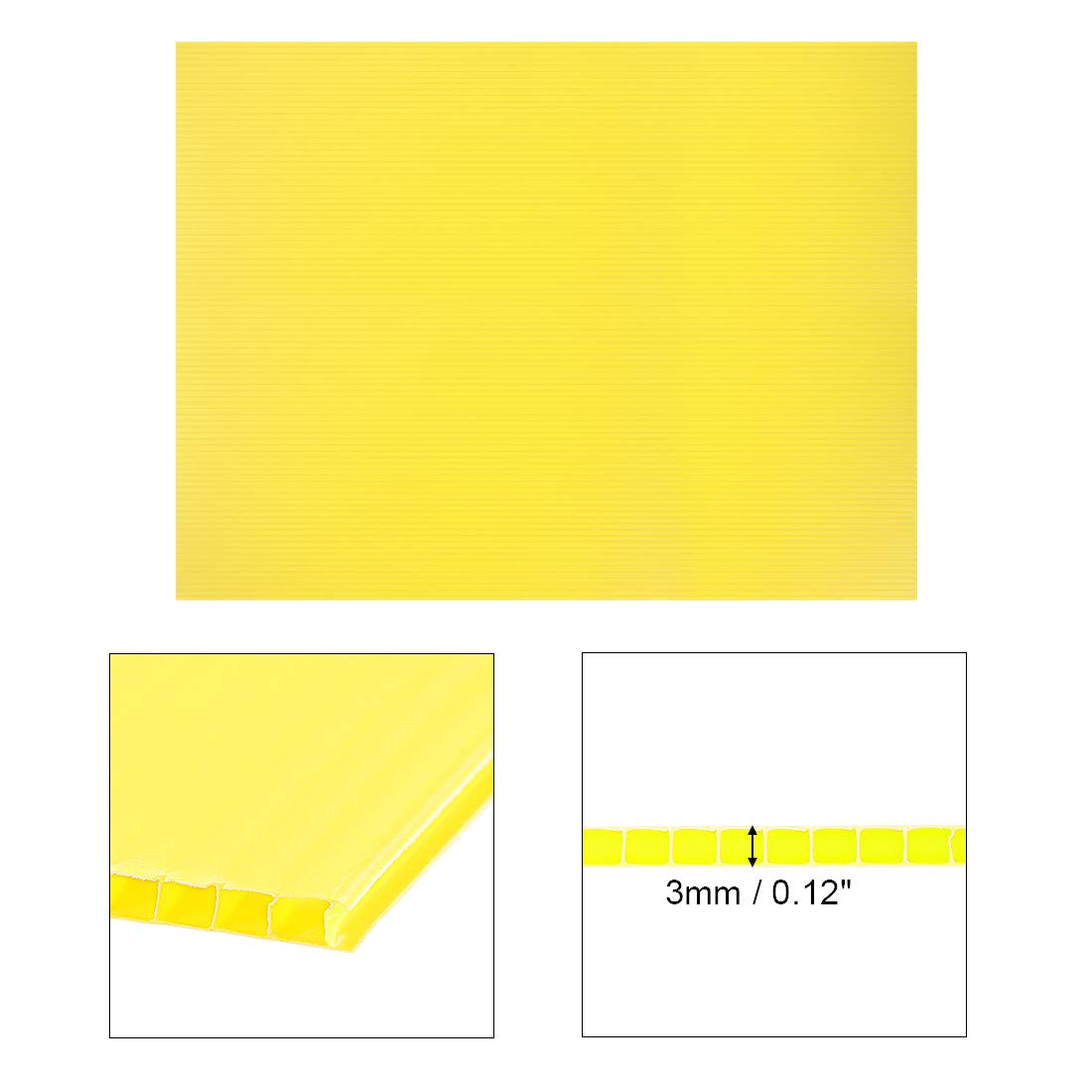 uxcell Hojas de plástico corrugado, letreros amarillos en blanco de 0.118 pulgadas para patio, 12 x 16 pulgadas, tablero impermeable en blanco, 5