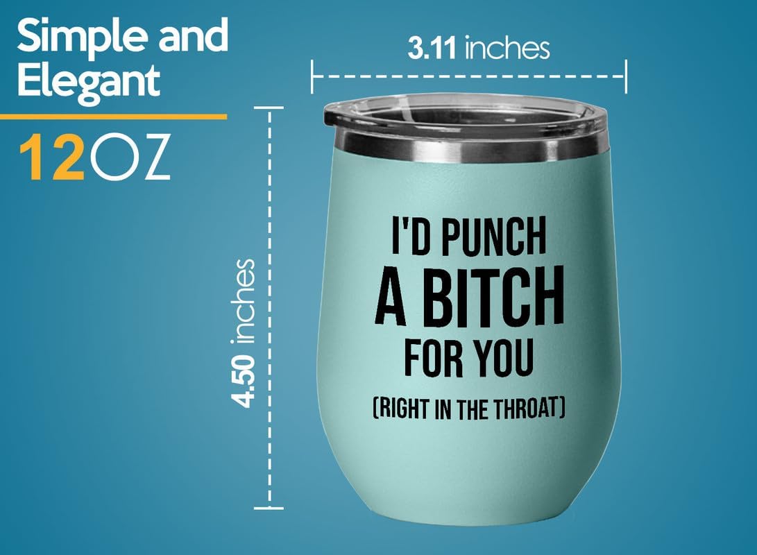 Vaso de vino I’d Punch a B for You, edición roja  Amistad, mejor sarcasmo, mejor amiga, cuñada, hermana hermana, tribu de las hermanas