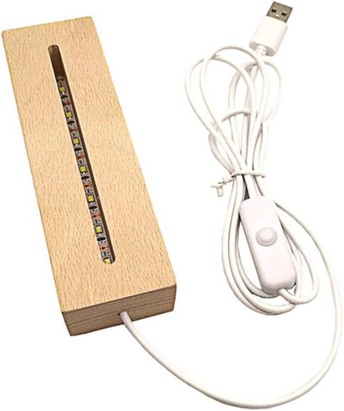 VOSAREA Base de luz LED base de luz base rectangular de madera LED base de exhibición de luz LED base de cristal acrílico lámpara de luz LED base