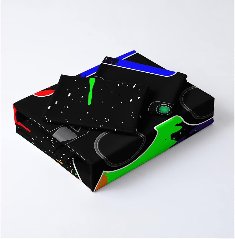 Juego de funda de edredón con 2 fundas de almohada con estampado de consola de videojuegos para niños, tamaño King