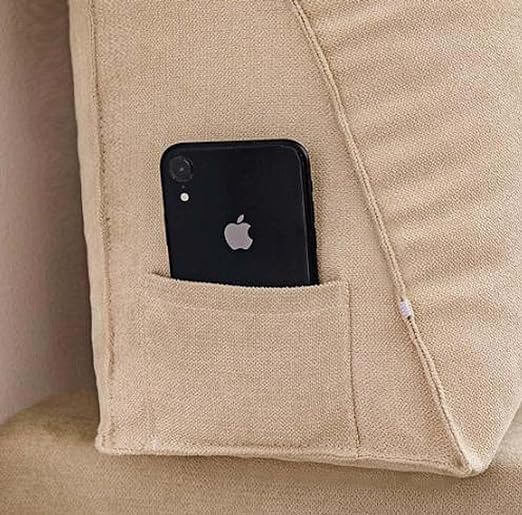 YUURO Almohada de lectura de cuña, cojín triangular de protección de cintura con reposacabezas ajustable, cojín de apoyo lumbar para cama y sofá