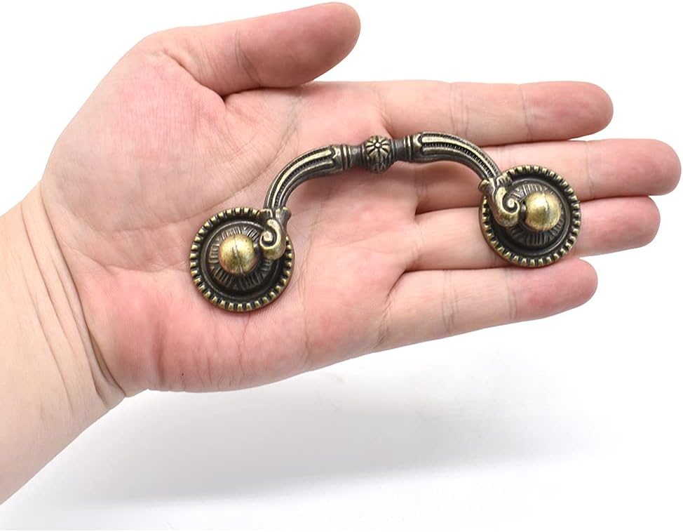 Paquete de 2 tiradores de cajón antiguos de 3 pulgadas con agujeros de 3 pulgadas, manijas de bronce vintage para gabinetes, vestidores, mesas,