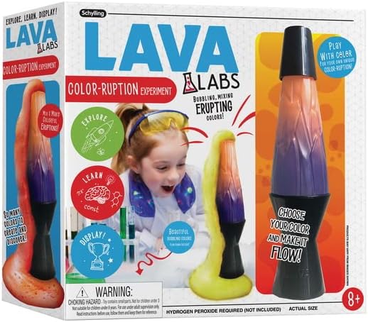 Schylling LAVA Labs – Kit de ciencia de ruptura de color – Experiencias STEM prácticas – Explora el color en una base de lámpara LAVA – A partir de