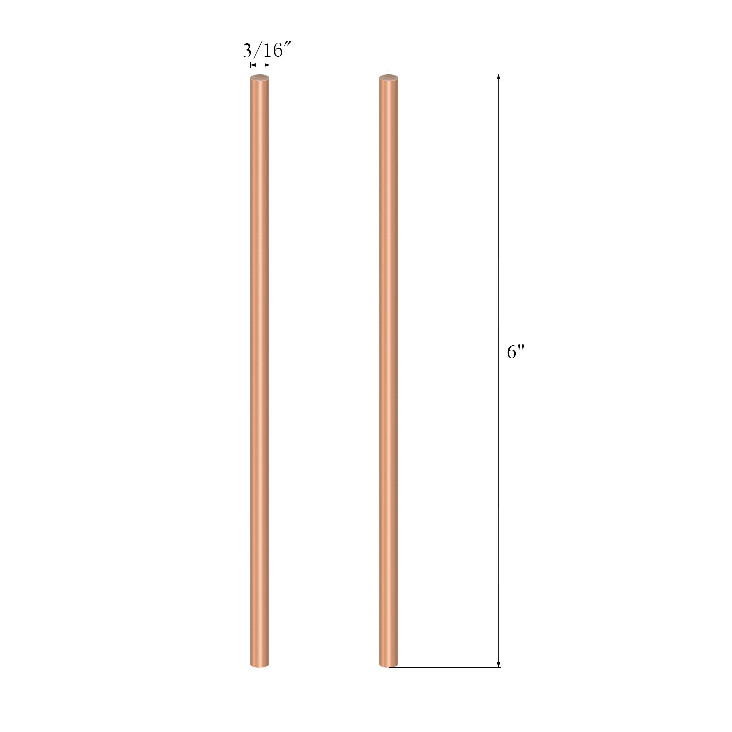 2 varillas redondas de cobre, 316 pulgadas de diámetro y 6 pulgadas de longitud para material de mango de cuchillo, refuerzos, manualidades de metal