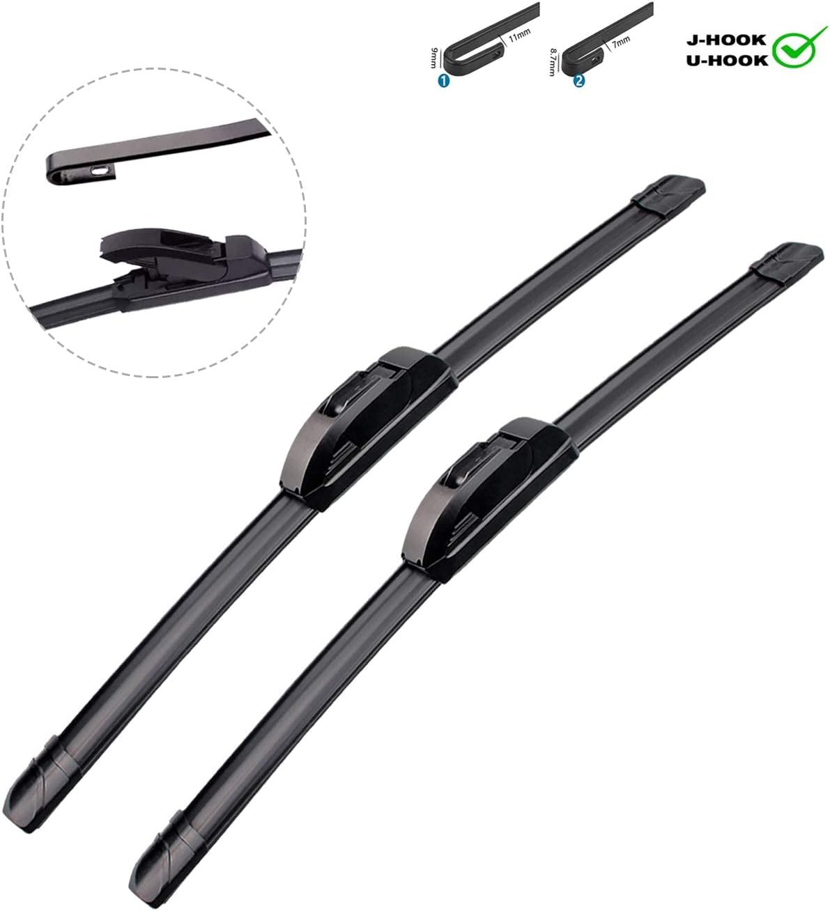 ZIXMMO Limpiaparabrisas prémium de 22 pulgadas + 17 pulgadas con calidad de fabricante original del equipo, para todo el año, para repuesto de
