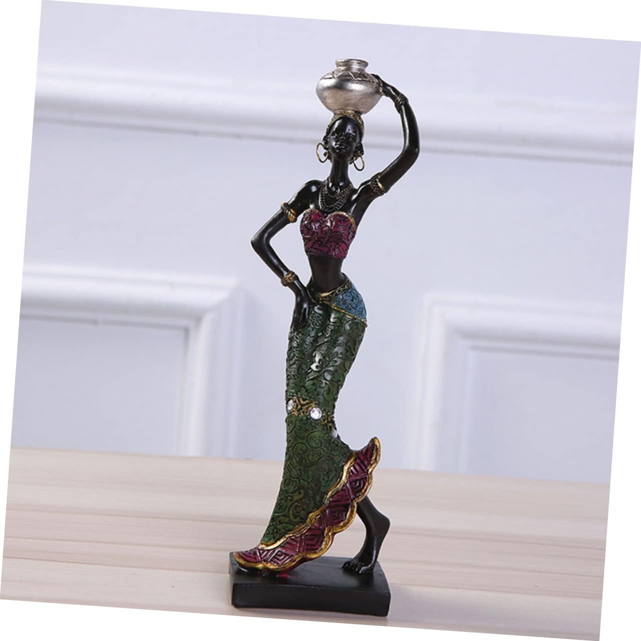 2 adornos negros decoración retro para el hogar decoración del hogar negro decoración del hogar músico estatuas africanas mujer africana escultura