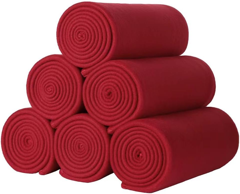 Manta polar (rojo vino, paquete de 6-50 x 60 pulgadas)