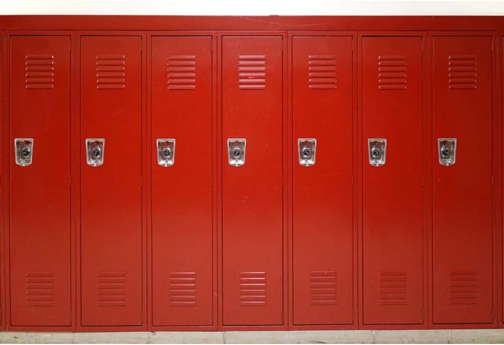 YongFoto Telón de fondo rojo de 8 x 6 pies, para deportes, gimnasio, escuela, armario de seguridad, fondo de habitación para fotografía,