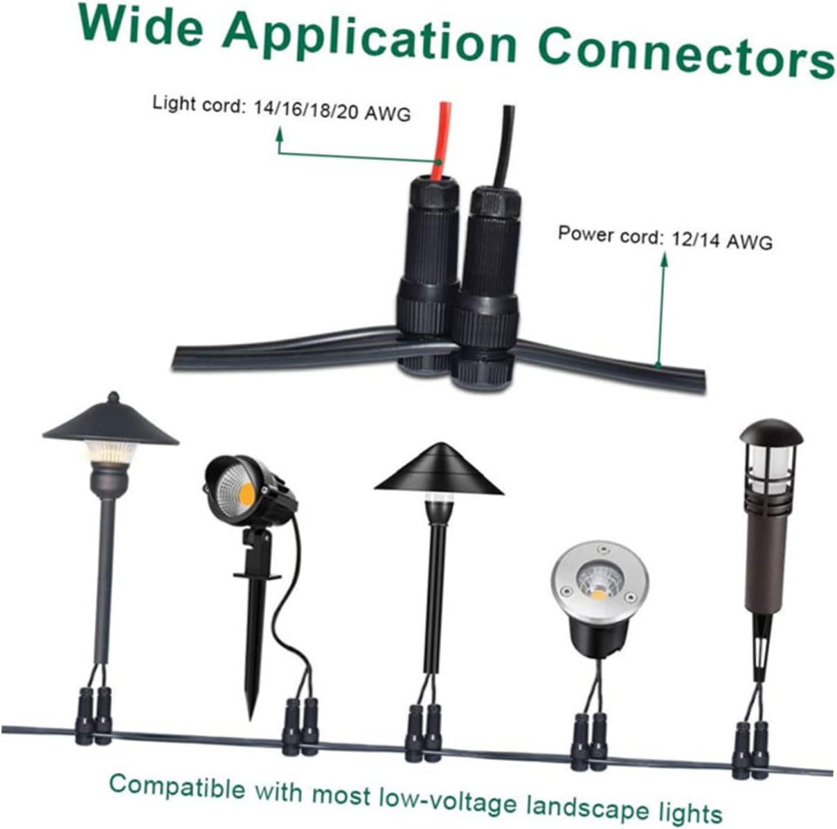 DOITOOL 4 unids Conector de cable Conectores eléctricos de bajo voltaje Luces de paisaje de bajo voltaje Conectores de cable de iluminación de