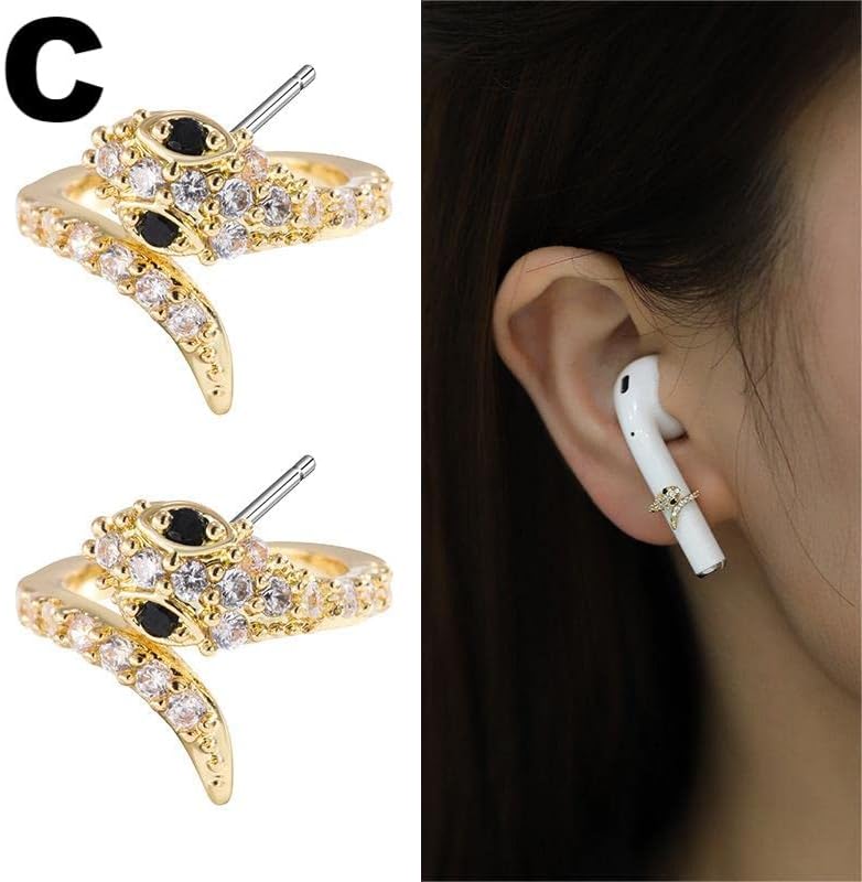 Auriculares con cadena antipérdida, pin plateado, aretes inalámbricos antipérdida, clip para la oreja, cadena para auriculares, aretes con clip para