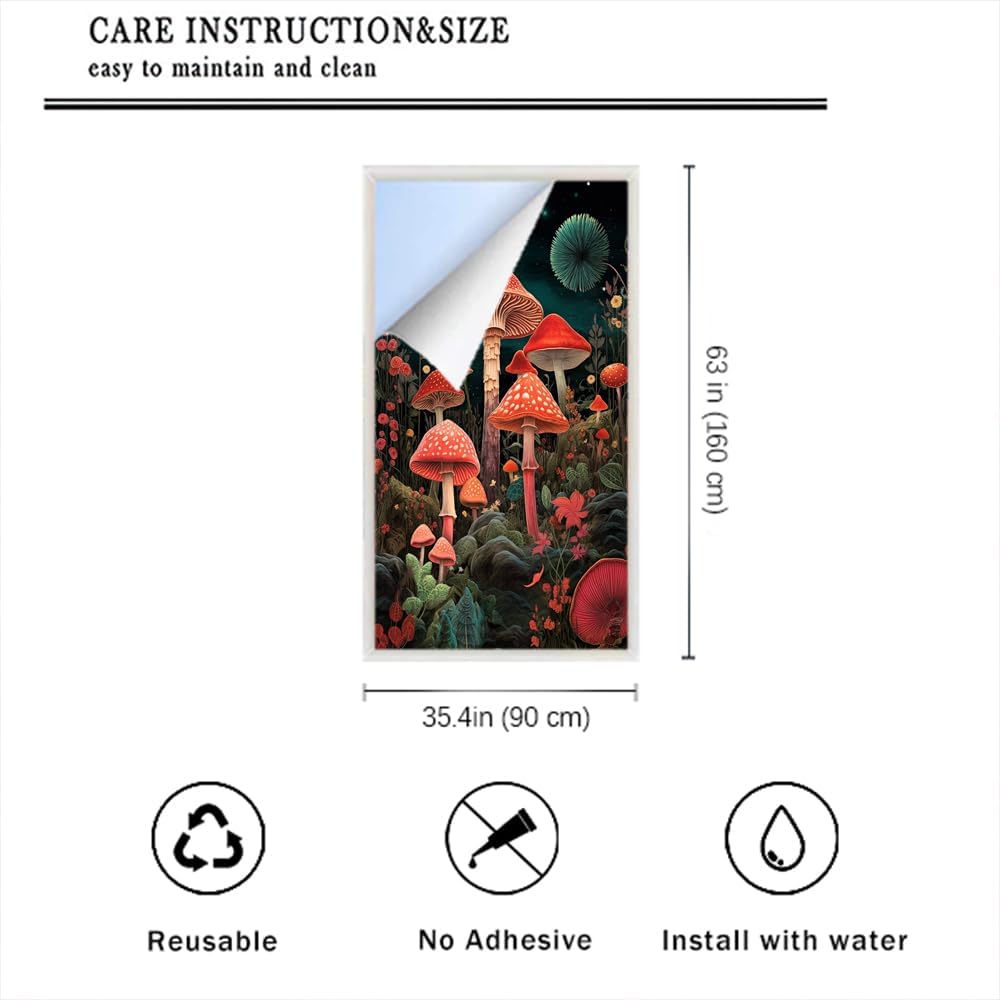 Película de ventana de cristal de hongos fantásticos absolutamente hermosa naturaleza agaric moderna película de privacidad para ventana de vidrio,