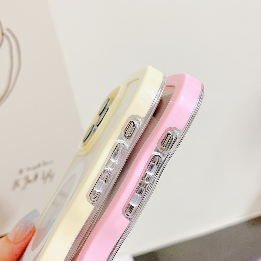 MINSCOSE Funda magnética para iPhone 15 compatible con Magsafe, bonito marco ondulado rizado con diseños de moda transparentes, TPU suave a prueba