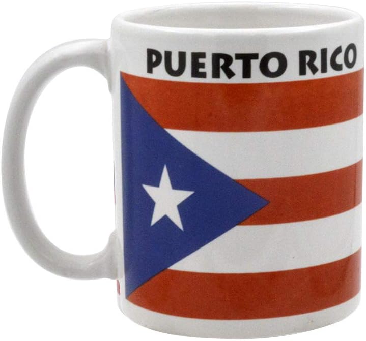 Taza de café con la bandera de Puerto Rico, regalos de recuerdo, recuerdos de cerámica de Puerto Rico, 11 onzas, sin BPA y aptas para microondas