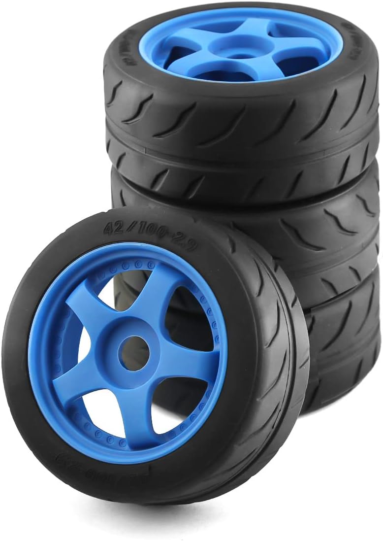 NUHUi Un juego de neumáticos universales RC para Slash 2WD 18 ARRMA17 Infraction Limitless Best Gift F1 4.01 pulgadas de diámetro (4 piezas) (azul)