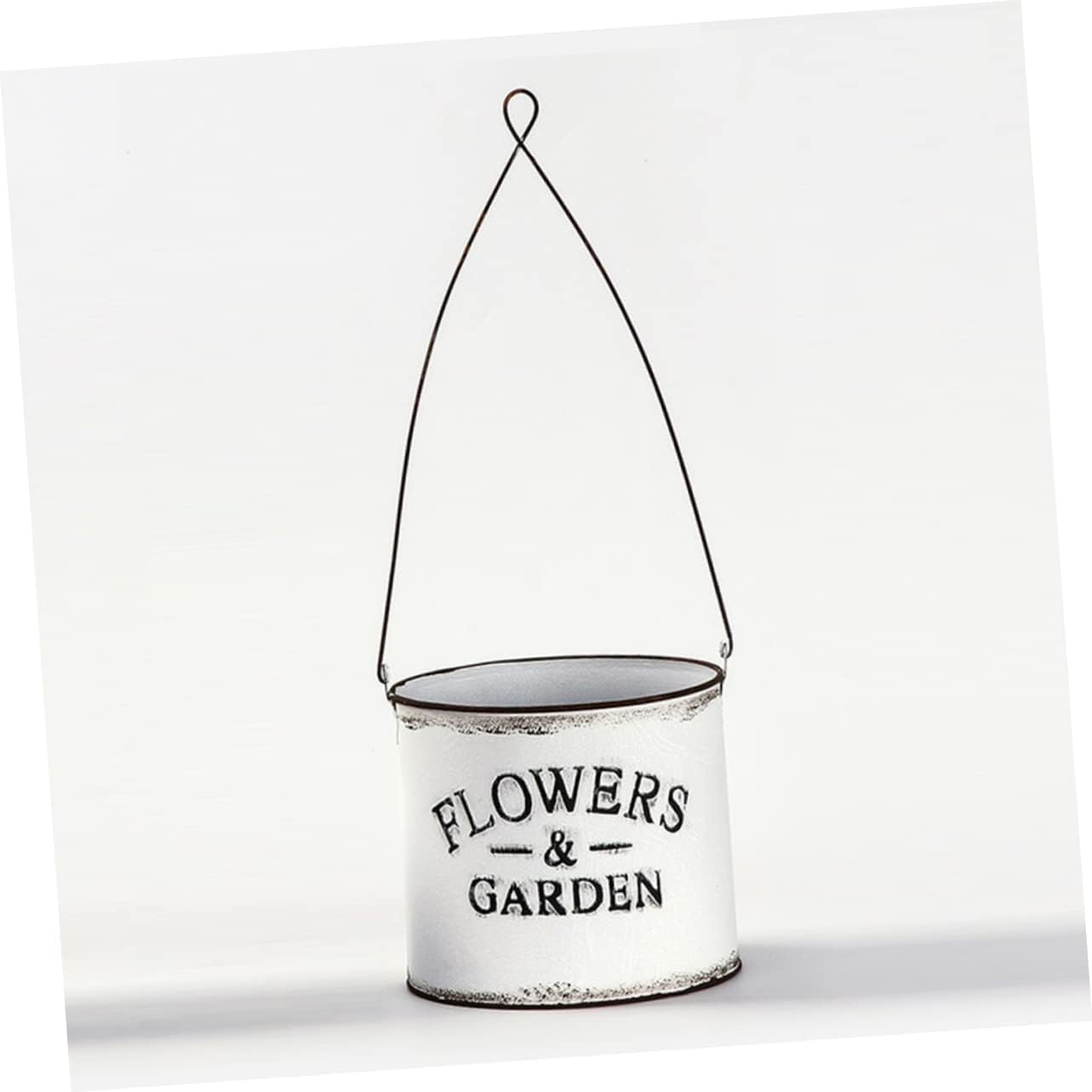 Cabilock Maceta de hierro forjado, maceta colgante de hojalata, soporte para plantas montadas en la pared, decoración de puerta, maceta al aire