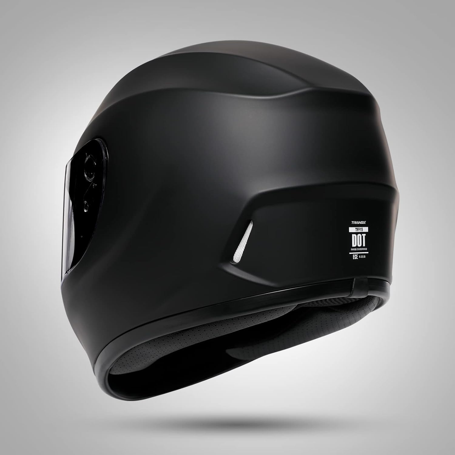 TRIANGLE – Casco de motocicleta de cara completa con visor extratransparente, para la calle, para hombre, aprobado por el DOT, talla S, negro mate