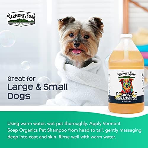 VERMONT SOAP Champú orgánico para mascotas, infundido con aceite de oliva orgánico y natural, champú para perros de coco y aloe vera para pieles