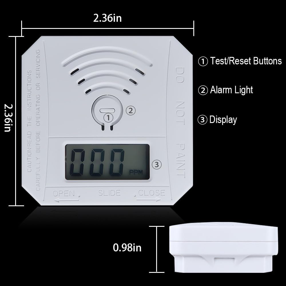 Wxaxyuii Carbon Monoxide Detector,Portable Smart CO Alarm with LCD Display and Sound Warning,CO Monitor Alarm Detector for HomeRV,Battery Powered