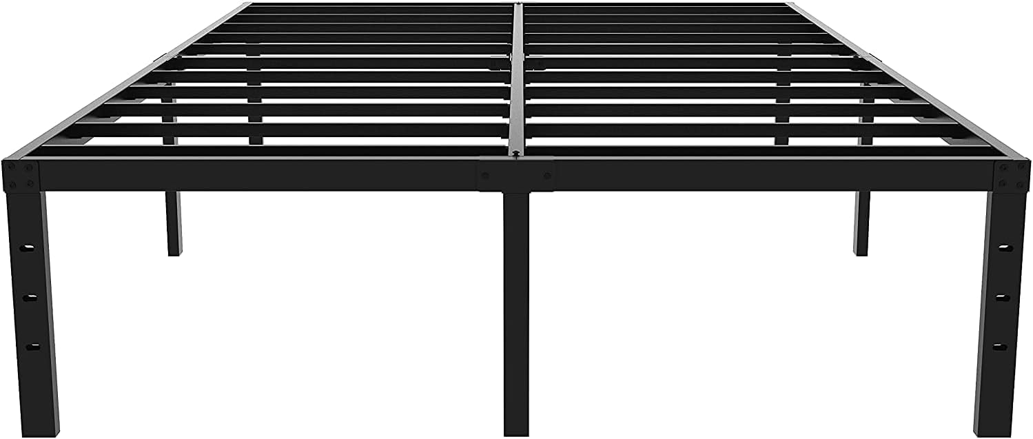Sealvvos Base de colchón de plataforma metálica de 14 pulgadas con soporte de listones de acero, no necesita somier, fácil montaje, color negro