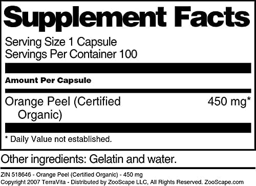 Cáscara de Naranja (Certificado Orgánico) – 450 mg (100 Cápsulas, ZIN 518646)