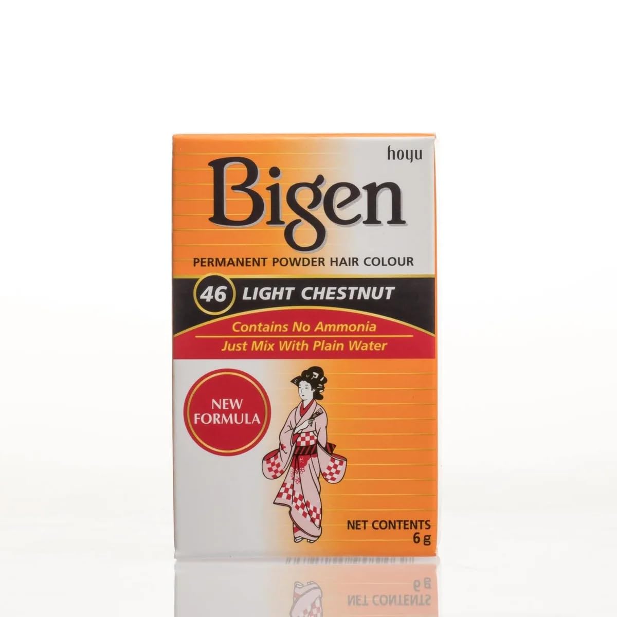 Bigen Tinte en polvo para el cabello #46 castaño claro, 0.21 onzas (paquete de 2)