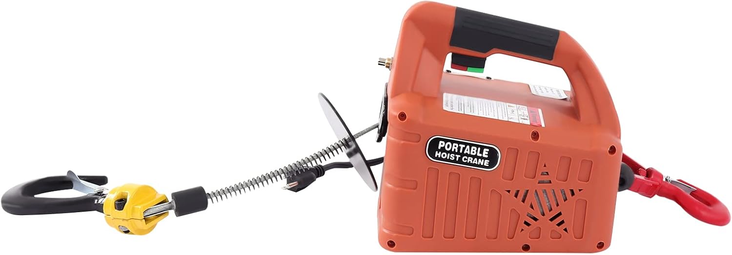 RustyVioum Cabrestante de elevación eléctrico, 440.9 lbs440 libras, cabrestantes eléctricos portátiles de alta resistencia, 1500 W, 110 V, grúa