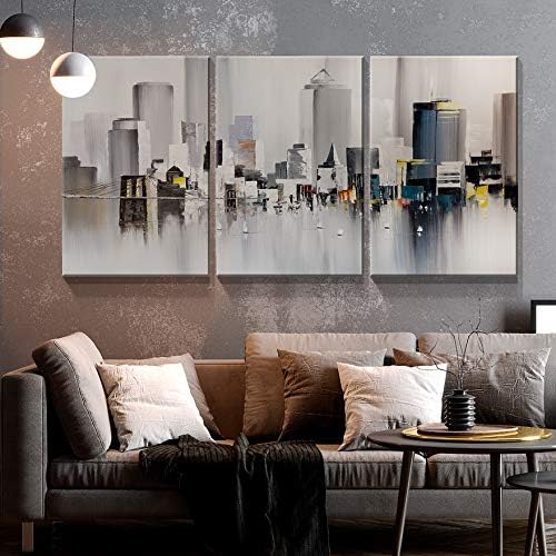 Denozer – 3 paneles de impresiones artísticas en lienzo para pared – Impresiones modernas de Nueva York, coloridas imágenes abstractas del puente de