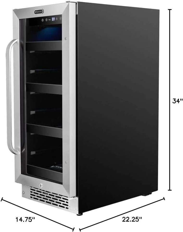 Whynter BBR-838SB Refrigerador de bebidas y refrigerador integrado de 15 pulgadas con vidrio, cerradura, puerta reversible, control digital y filtro