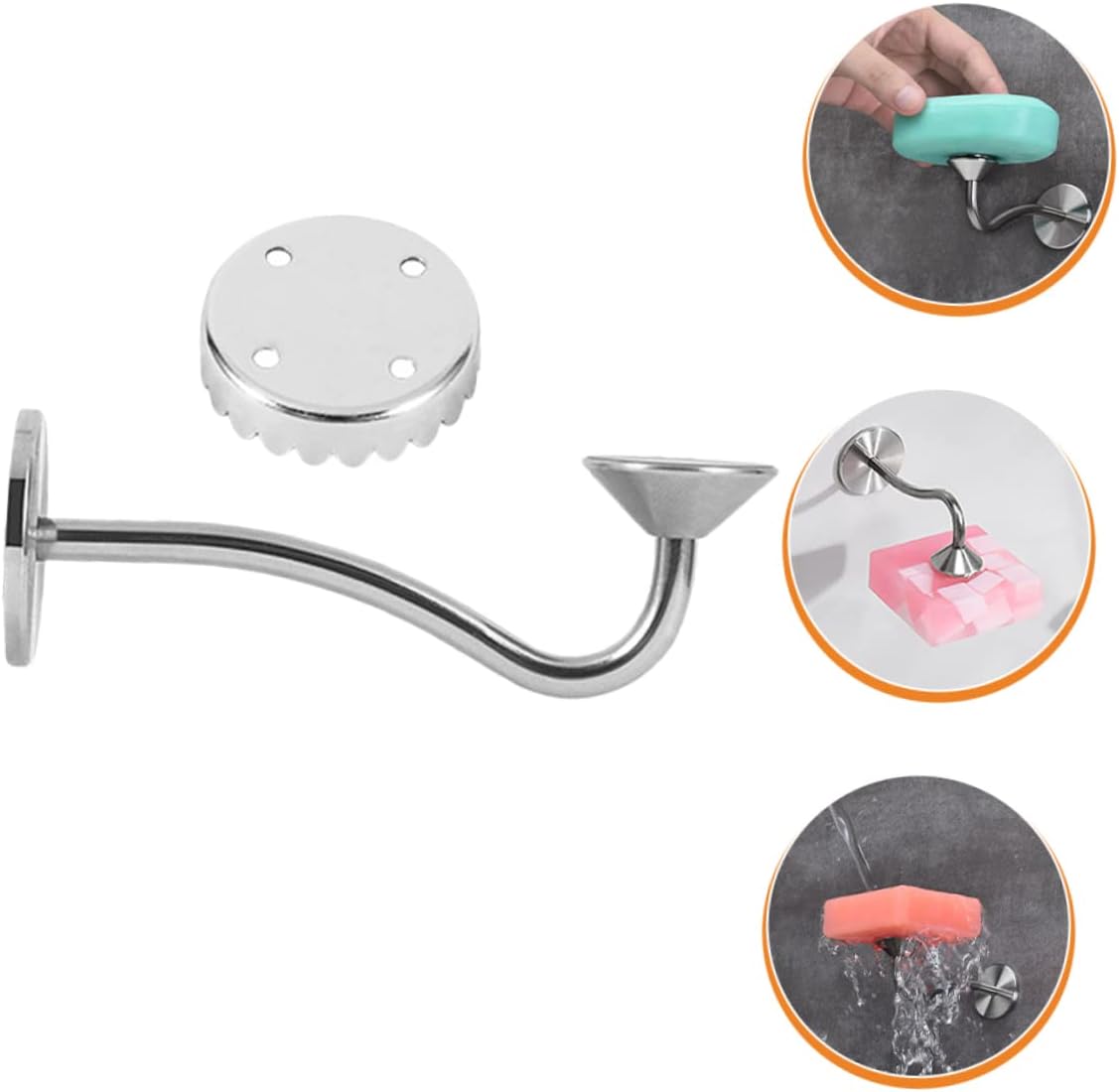Alipis Soporte de jabón de acero inoxidable Soporte de barra de sonido Soporte de pared para aretes de pared Soporte de jabón de pared Organizador
