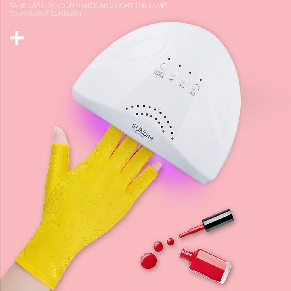 Alainzeo 2 pares de guantes UV para uñas, guantes UV de alta calidad para lámpara de uñas, guante profesional anti UV sin dedos